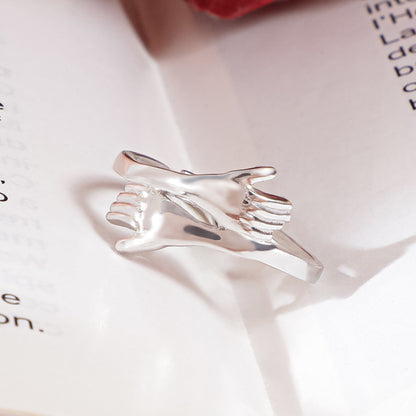 Stylish Silver Love Hug Ring
