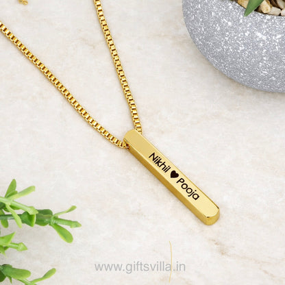 ENGRAVED VERTICAL BAR NECKLACE
