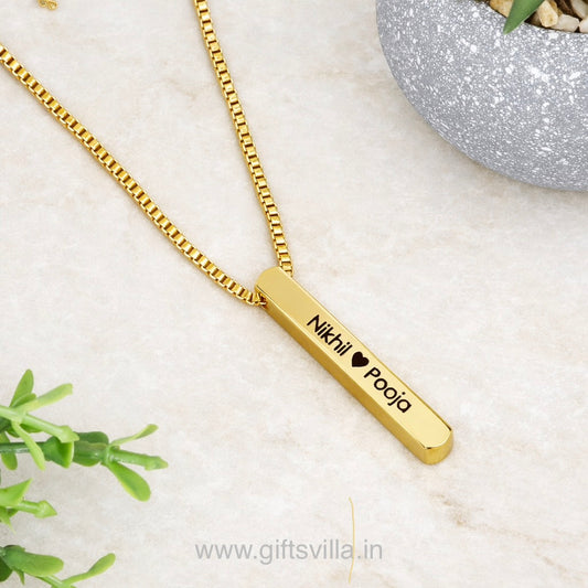 ENGRAVED VERTICAL BAR NECKLACE