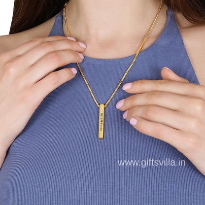 ENGRAVED VERTICAL BAR NECKLACE