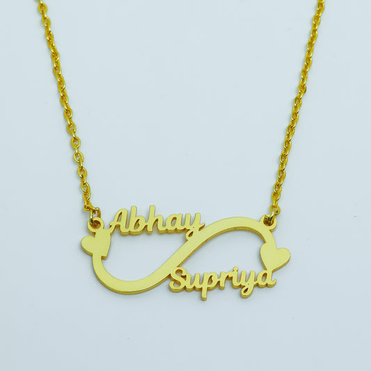 Infinity Two Heart Couple Name Necklace