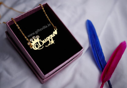 Diamond Crown Name Necklace