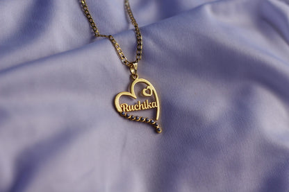 Diamond Heart Style Name Necklace