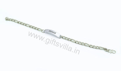 Engraved Name Figaro Chain Bracelet for Men and Boys