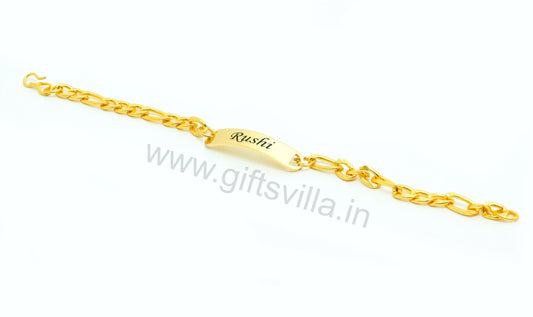 Engraved Name Figaro Chain Bracelet for Men and Boys