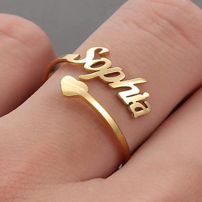 Name Ring With Heart